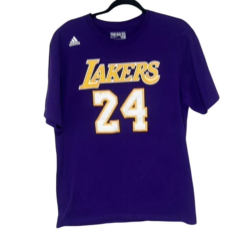 Adidas Mens Purple Lakers Kobe Bryant 24 Short Sleeve‎ The Go-to Tee Size Large